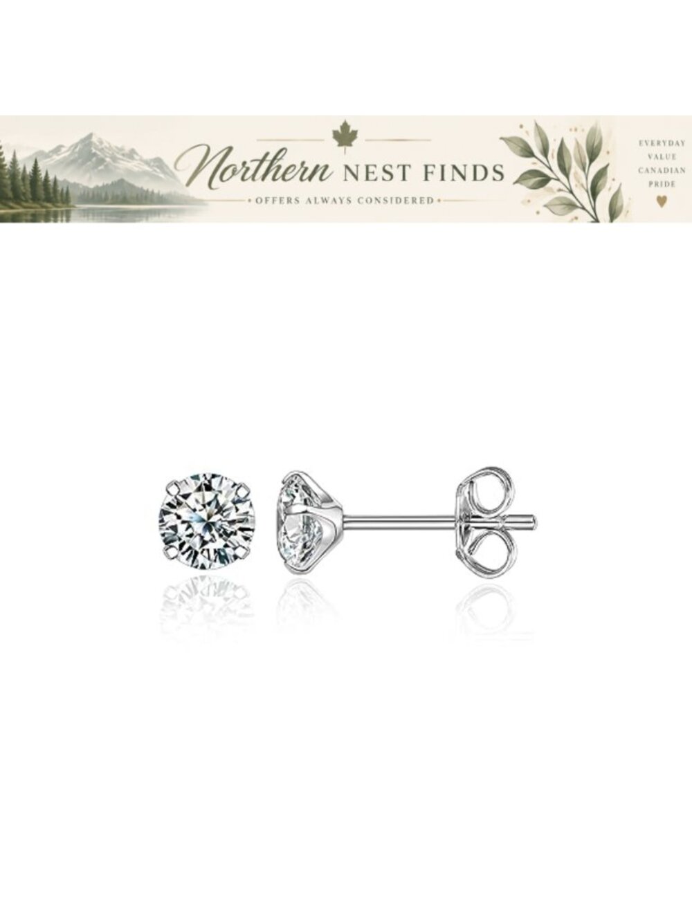 Titanium Hypoallergenic Stud Earrings for Sensitive Ears Cubic Zirconia